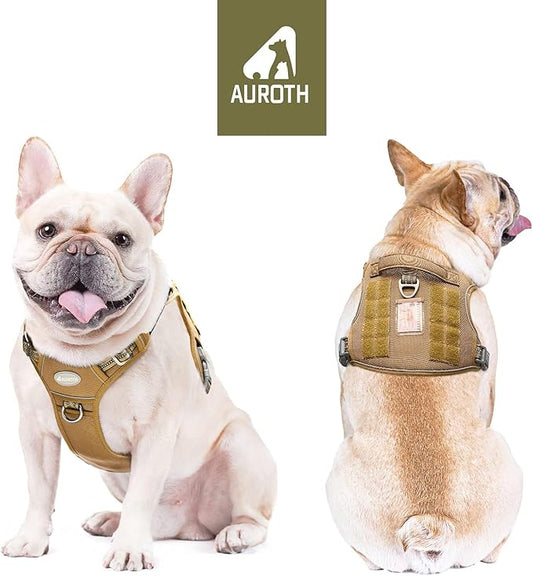 AUROTH Tactical Dog Harness for Small Medium Dogs No Pull Adjustable Pet Harness Reflective K9 Working Training Easy Control Pet Vest Military Service Dog Harnesses Army Yellow S