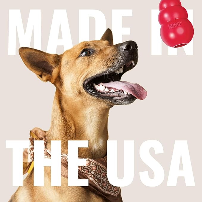 KONG Classic Stuffable Dog Toy - Fetch & Chew Toy for Dogs - Treat-Filling Capabilities & Erratic Bounce for Extended Play Time - Durable Natural Rubber Material - for Medium Dogs