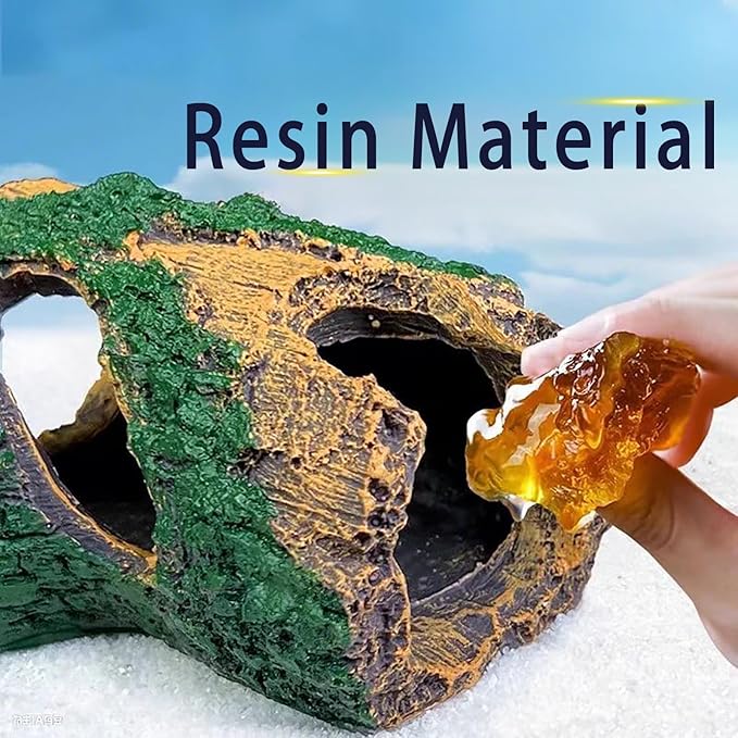 Aquarium Resin Hollow Tree Trunk, Betta Fish House Aquarium Decoration, Fish House cave Wooden House Decoration, Suitable for Aquariums of Different Sizes.