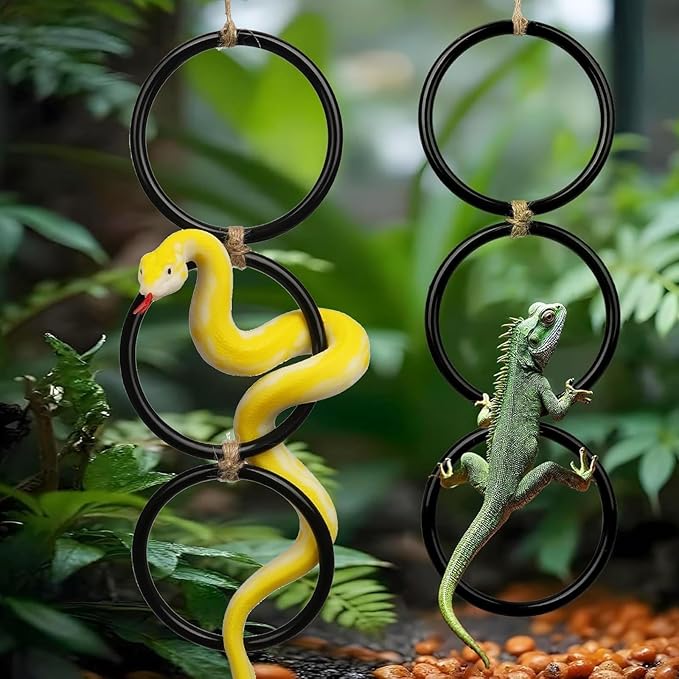 2PCS Ball Python Snake Climbing Rings - Enrichment Toys for Corn Snakes - Decorative Habitat Accessories for Reptile Tanks | Ideal for Terrariums, Bearded Dragons, Geckos, Lizards, Parrots