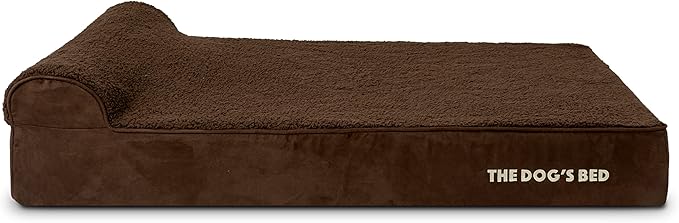 The Dog’s Bed Orthopedic Headrest Dog Bed XL Brown Plush 46x28, Memory Foam, Pain Relief for Arthritis, Hip & Elbow Dysplasia, Post Surgery, Lameness, Veterinary Approved, Waterproof Washable Cover