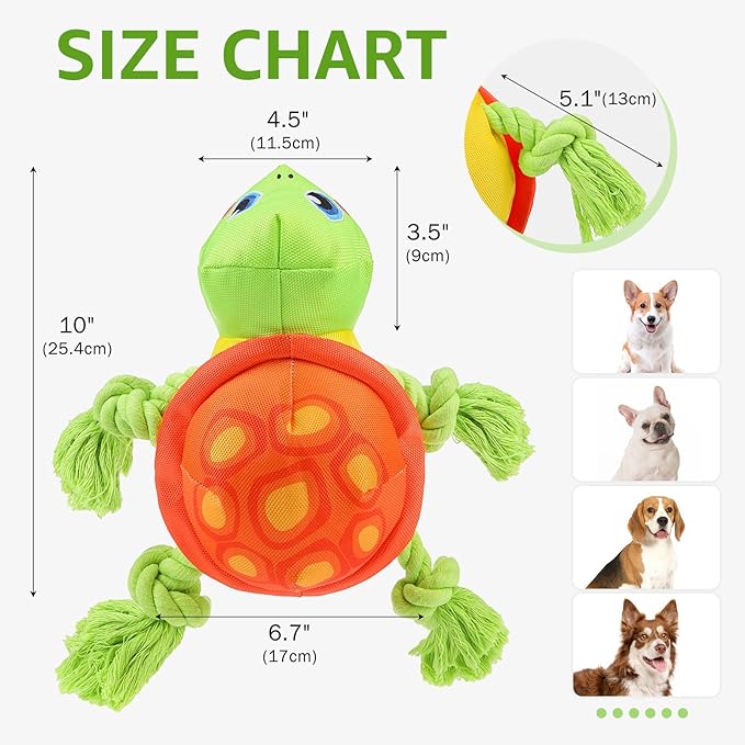 SCENEREAL Turtle Dog Toy - Chew & Fetch Toy for Medium Large Dogs, Floats on Water for Pool, Lake or Beach, Fall Halloween Puppy Toys Interactive Outdoor Training Retrieving Dummy