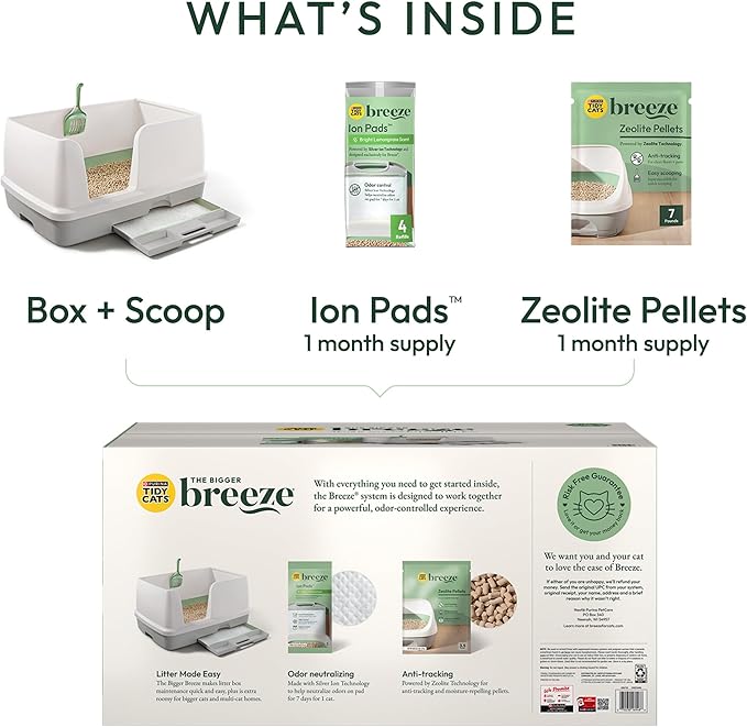 Purina Tidy Cats Non Clumping Litter System, Breeze XL All-in-One Odor Control & Easy Clean Multi Cat Box - 18 lb. Box