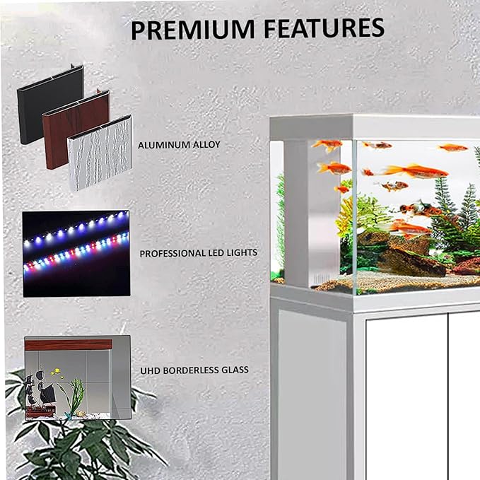 400 Gallon Aquarium Tempered Ultra-Clear Glass with Complete Setup in White with Silver Trims