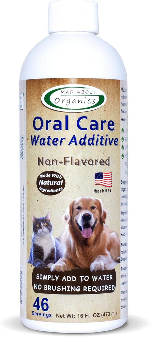 Oral Care Water Additive for Cats & Dogs – Gentle Dental Support – Reduces Breath Odors, Promotes Gum Health – No Brushing – Convenient for Daily Use, Non-Flavored, 16 FL oz