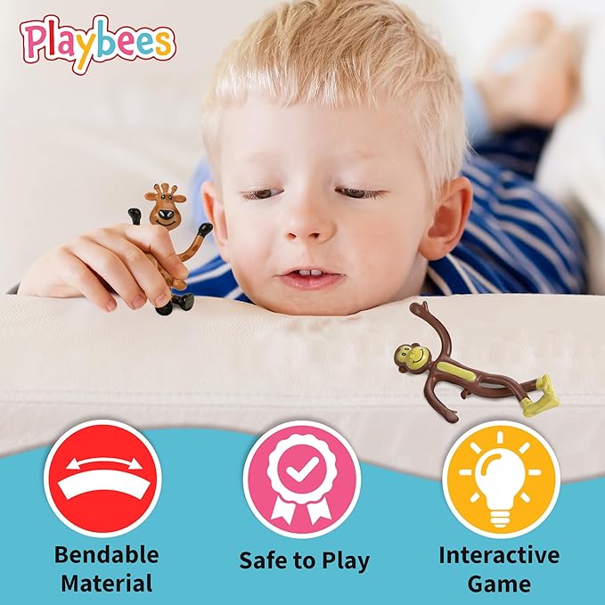 Bendable Mini Zoo Animals - 24 PCK - Durable Plastic & Flexible Animal Figures - Stress Relief Toys for Kids & Adults - Bendable Rainforest Creature Toys - Piñata Fillers, Goody Bag Stuffers