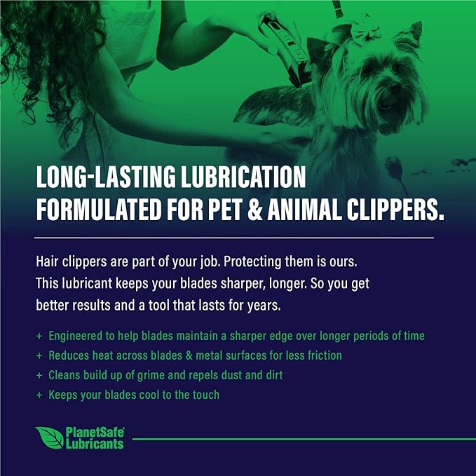 Planet Safe Pet Grooming Clipper Lubricant Oil Clipper Oil for Hair Clippers, Trimmers, and Electric Razors Pet Safe, Professional Grade, Non-Toxic, Odorless, Scientifically Designed for Pets