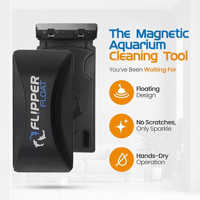 Flipper Cleaner Float - 2-in-1 Floating Magnetic Aquarium Glass Cleaner - Fish Tank Cleaner - Scrubber & Scraper Aquarium Cleaning Tools - Floating Fish Tank Cleaner, Standard