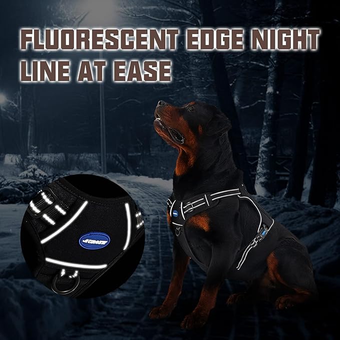 AUROTH Tactical Dog Harness for Large Dogs No Pull Adjustable Pet Harness Reflective K9 Working Training Easy Control Pet Vest Military Service Dog Harnesses Purple XL