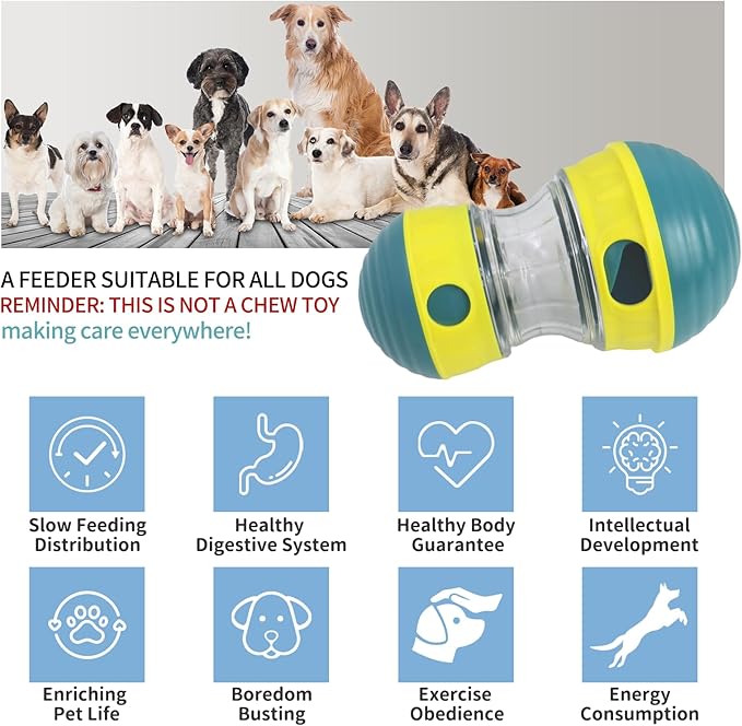 AOEEK Dog Treat Toys, Puppy Puzzle Adjustable Food Dispenser Slow Feeder, Enrichment Treat Dispensing Toy Ball for Large/Medium/Small Breed Dogs Pet Gift (Yellow)