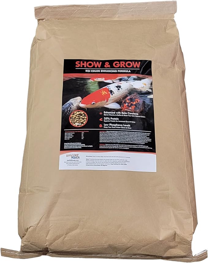 HALF OFF PONDS Show and Grow Koi and Goldfish Color Enhancing and Protein Food 30 lb Bag - KOISG-030