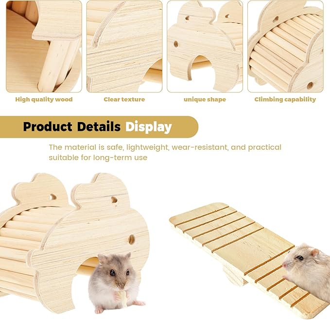 Guinea Pig Hideout, Wooden Hamster Hideout, Natural Wood Hamster House, Solid Wood Small Pet Shelter, Safe & Simple for Rat Gerbils and Other Small Pets(Bunny)