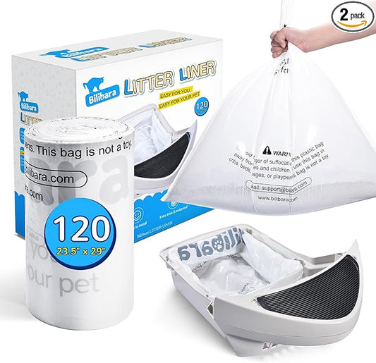 Litter Box Liner Bag Compatible with Cat litter Box 3 and 4, 120 Pack - Extra Thick Waste Bags for Self-Cleaning Pet Kitty Litter Box Drawer Liners, 9-11 Gallons Home/Kitchen Trash Bags