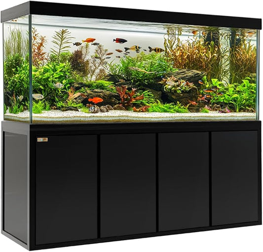 260 Gallon Aquarium Tempered Ultra-Clear Glass with Complete Setup in Black Premium