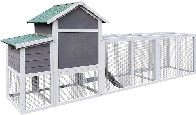 122" Large Chicken Coop with Nest Box and Removable Tray, Hen House for 2-6 Chickens, Outdoor Weatherproof Small Animal Cages