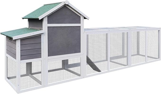 122" Large Chicken Coop with Nest Box and Removable Tray, Hen House for 2-6 Chickens, Outdoor Weatherproof Small Animal Cages