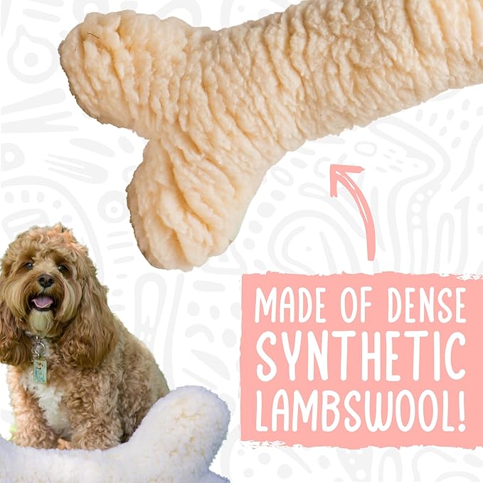 HuggleHounds Plush Bone Dog Toy - Dog Fuzzy Bone Toy, Fuzzy Soft Fleece, Durable Stuffed Dog Toy for Large Breeds, Puppies, Faux Sheepskin - 12" HuggleFleece Bones (3 Pack)