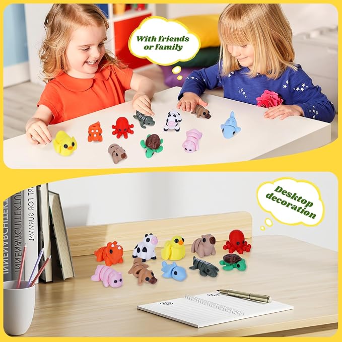 10PCS Mini Animals Set, 3D Printed Little Animals Articulated Flexible Fidget Toy, Mini Animal Figurines Toy, 3D Printed Cute Animal Toys Home, Office, Executive Desk for Christmas Decoration