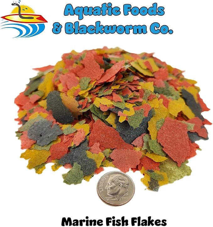 Aquatic Foods Inc. Premium Marine Fish Flakes with Seaweed, Algaes, Spirulina Marine Angels, Butterflies, Tangs Premium Marine AF Flakes - 2-lbs