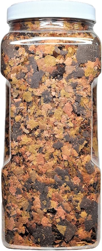 Aquatic Foods Inc. 5-Type Custom Omega Flake Mix of Cichlid, Marine, Color Enhancing, Veggie & 45% Blackworm Flakes for All Tropical Fish. Aquatic Foods Flakes …6oz Med Jar