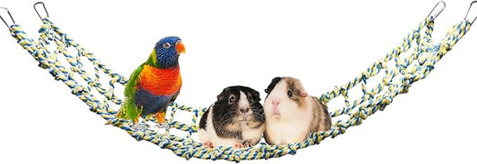 Colorful Bird Rope Net, Pet Hanging Hammock, Ladder Bridge, Small Animal Toy, Cage Decor Accessories for Rat Hamster Bird Ferret