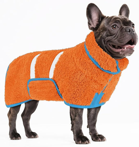 Bienbee Dog Bathrobe, Quick Drying Super Absorbent Dog Robes for After Bath, Warm Keeping Dogs Towel, Dogs Bath Supplies, Orange M