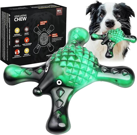 Tough Dog Chew Toy for Aggressive Chewers – Durable Bacon Flavored Nylon Bone for Large Dogs, Fillable Dental Toy for Teething, Indoor Chewing & Crate Training, Boredom Relief Gift