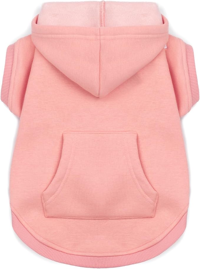 Koneseve Dog Hoodie - Fleece Warm Sweater with Pocket, Soft Clothes for Daily Wear, Basic Hooded Sweatshirts, Winter Coat Clothing, Comfort Tee Shirt Fit for All Breeds Pet - Pink - L
