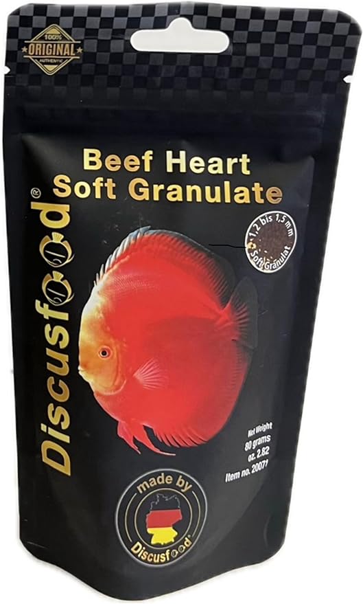Beef Heart DISCUSFOOD (80g) for Fish- Premium Protein-Rich Food for Discus, Cichlids & Tropical Fish/Supports Healthy Growth & Vibrant Colors