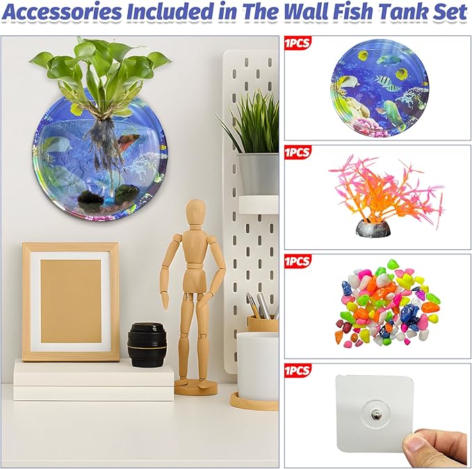 kathson Acrylic Wall Hanging Fish Bowl Wall Mounted Fish Tank Planter Fish Bubble Hanging Aquarium Hydroponic Plant Pot Betta Fish Tank Bowl for Home Decor Pot Decoration Planter (9.25in)