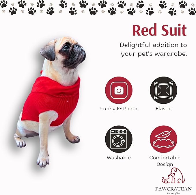 Cute Sweater for Dogs and Cats Soft Flannel Pet Outfit Warm and Cozy Animal Hoodie Small to Large Pet Clothes for Halloween Parties and Everyday Wear (Large, Red Bowtie)