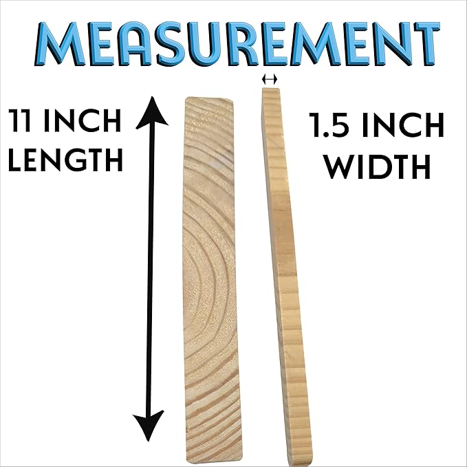 3010 Block Type 10 Natural Long Slat 6-Pack Wood Parts for Parrot Bird for Cage Medium Parrots African Grey Cockatoo Shredding Chew Toy Enrichment Supply