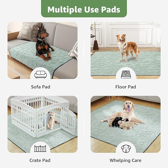LOOBANI Washable Pee Pads for Dogs: 2 Pack Super Absorbent Reusable Puppy Pads, Leakproof and Waterproof Dog Training Pads Whelping Pads for Potty, Floor, Crate, Couch, Bed and Travel, 36"x72"