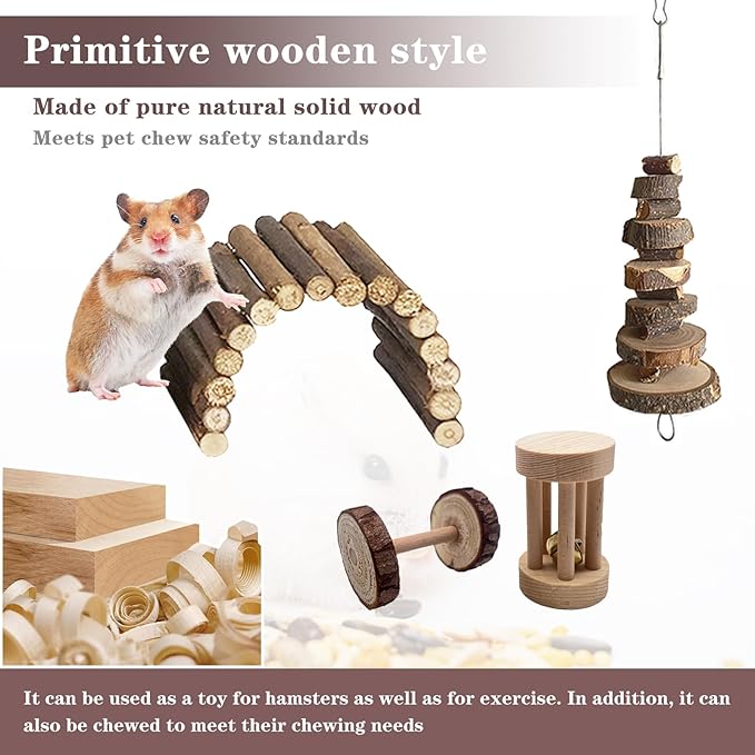 Hamster Toys Set,Guinea Pig Toys Small Animal Chewing Toy and Rat Cage Accessories, 16 Different,Hamster Small Animal Hideout,Chinchillas, Gerbils, Rats, Rodents Teeth Care,Natural Molar Tools