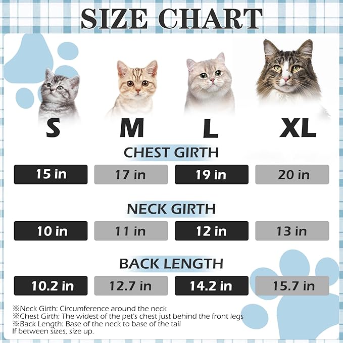 EXPAWLORER Plaid Cat Hoodie - British Style Warm Cat Sweater Shirt with Leash Hole,Pet Clothes Outfits,Winter Coat Apparel for Puppy Cats Girl Boy-Kitten Apparel,Blue S