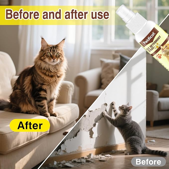 Cat Deterrent Spray, Effective Pet Spray for Anti Cats Scratch Furniture, Curtain, Sofa and Plant, Cat Scratch Deterrent Aid for Pet Behavior Training(3.38oz)