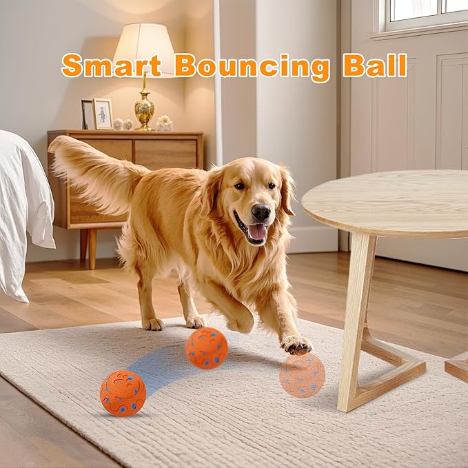 Dog Balls: Interactive Dog Ball, Self-Moving Dog Toy with Auto-Rolling & Bouncing, E-TPU Material, IP54 Waterproof, Motion-Activated, for Small/Medium/Large Dogs (Orange)