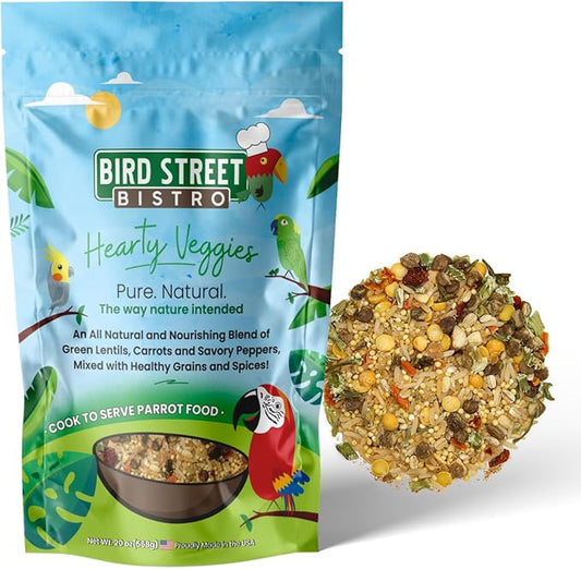 Parrot Food - Parakeet & Cockatiel Food - Cooks in 3-15 min w/Natural & Organic Grains, Legumes, Non-GMO Fruits, Vegetables & Healthy Spices
