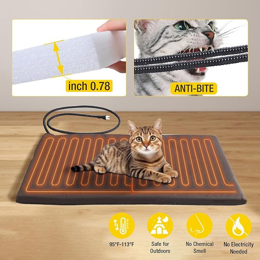 Aivituvin Outdoor Heated Cat House Two Story Feral Cat Shelter Weatherproof Cat Enclosure for Winter Kitty Condo with Escape Doors