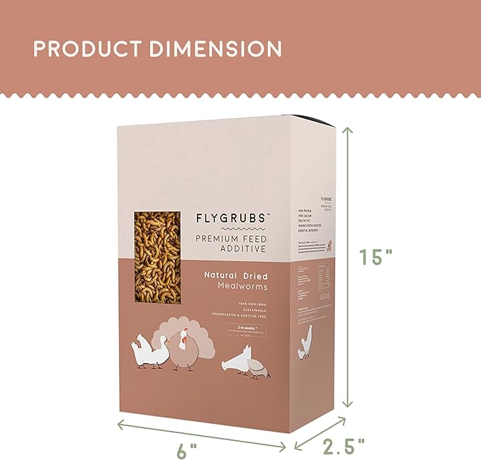 FLYGRUBS Superior to Dried Mealworms for Chickens (20 lb) 85X More Calcium Non-GMO Chicken Feed Additive & Molting Supplement - BSFL Treats for Hens, Ducks, Turkeys, Wild Birds, Turtles, Quails