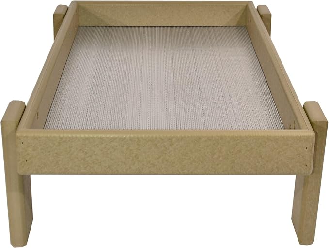 Amish American Made Platform Bird Feeder, Free Standing Ground Bird Feeders for Outdoors, with Raised Seed Tray for Wild Birds, Chicken, Squirrel, Gift for Birdwatchers (Weathered Wood)