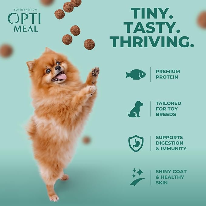 Optimeal Toy Breed Dry Dog Food – Grain Free Small Kibble for Small Dogs, High Protein, Natural Ingredients, Skin & Digestive Support, Premium Nutrition – Lamb & Veggies, 8.8 lbs