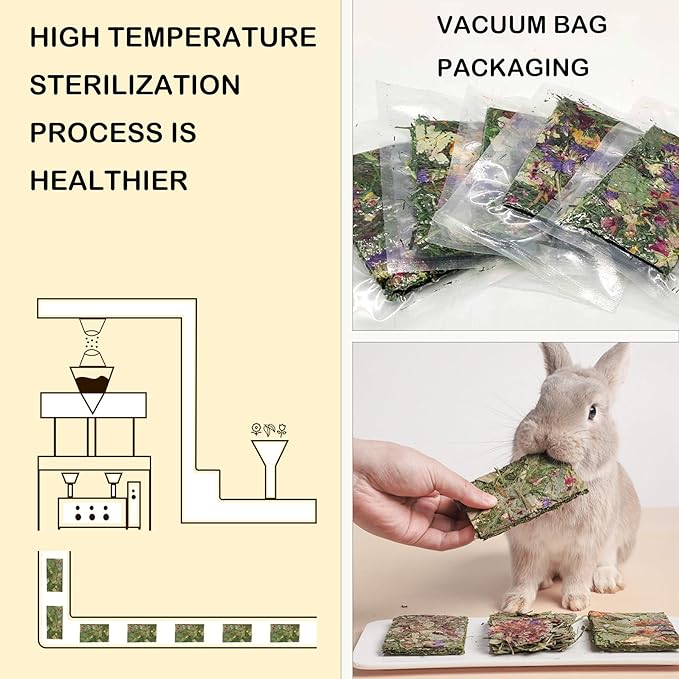 Rabbit Toys 24pcs Bunny Toy Guinea Pig Treats Timothy Hay Chew Toys Chips with Herbal Flowers Hamster Snacks Chinchillas Gerbils for Teeth Apple Sticks Sweet Bamboo