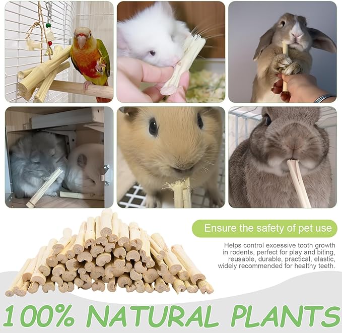 2 LB Natural Sweet Bamboo Chew Toys, Bamboo Chew Sticks, 908g Pet Snacks for Hamster Chinchilla Guinea Pig, Molar Treats Snack for Small Animals