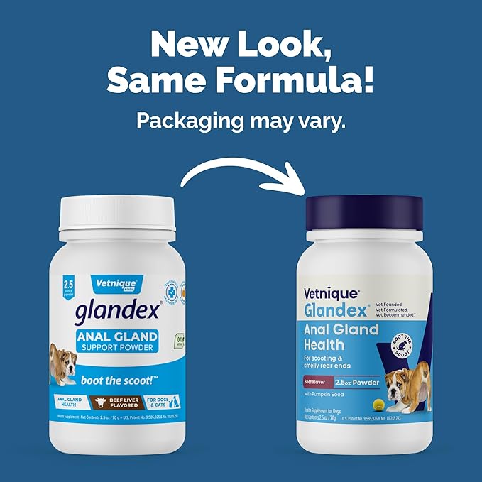 Vetnique Glandex Dog Fiber Supplement Powder for Anal Glands with Pumpkin, Digestive Enzymes & Probiotics - Vet Recommended (Regular or Advanced Strength) - Boot The Scoot (2.5oz Powder, Beef Liver)