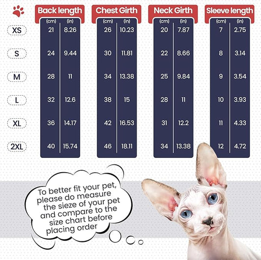 Sphynx Hairless Cats Sweater Shirt Kitten Soft Pullover Cute Cat Pajamas Jumpsuit Cotton Apparel Pet Winter Turtleneck for Cats,DarkBlue M