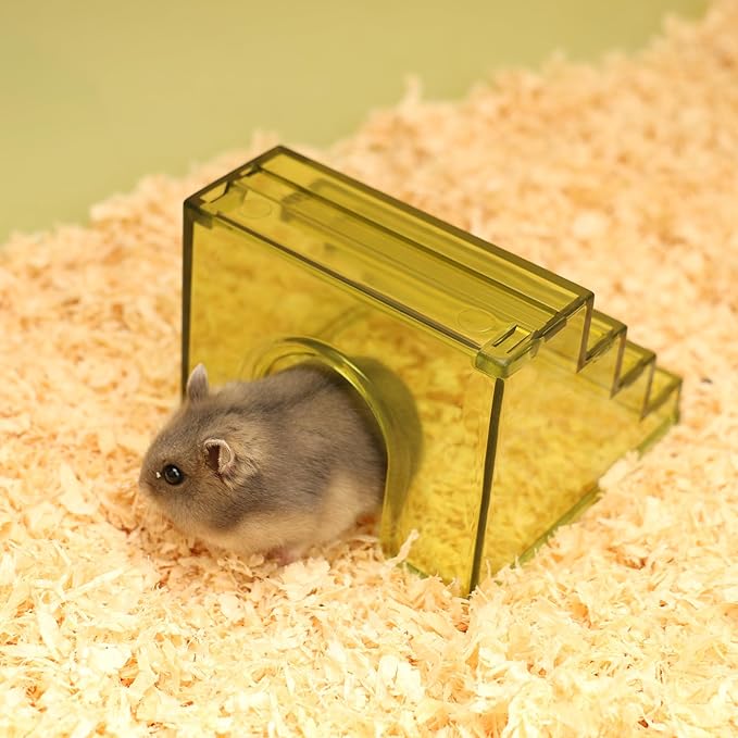 Hamster Hideout Ladder Bridge,Hamsters Climbing Toy,Climbing Ladder with Hamster House,Hideout Chamber for Dwarf Hamsters mice and Small Animals Habitat décor (Transparent)