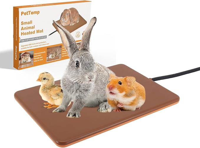 Small Animal Heating Pad, Small Animal Bed, Outdoor/Indoor Winter Thermal Heating Pad for Rabbits, Guinea Pigs & Chickens, Waterproof & Chew-Resistant, 20W, Energy-Efficient, 11.8 x 8.2 in