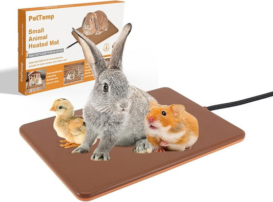 Small Animal Heating Pad, Small Animal Bed, Outdoor/Indoor Winter Thermal Heating Pad for Rabbits, Guinea Pigs & Chickens, Waterproof & Chew-Resistant, 20W, Energy-Efficient, 11.8 x 8.2 in