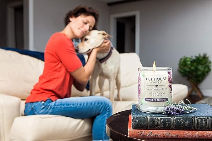 Pet House Candles, Plant-Based, Long Lasting, Clean Burning Scented Pet Odor Candles - Lilac Garden